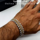 دستبند رولکس مردانه استیل رزگلد