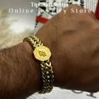 دستبند مردانه ای پی AP استیل آبکاری طلای 18 عیار با قفل مگنتی کشویی