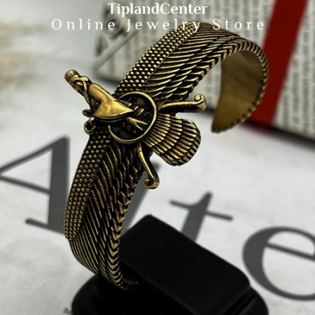 دستبند بنگل مردانه طرح فروهر طلایی