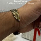 دستبند بنگل مردانه طرح فروهر طلایی