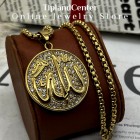 گردنبند الله نگین‌دار با خط نستعلیق زیبا، استیل آبکاری طلای ۱۸ عیار براق، نگین‌های زیرکونیا درخشان