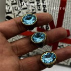 انگشتر مردانه نگین آبی طرح توپاز استیل