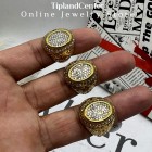 انگشتر مردانه فول نگین استیل رنگ ثابت طرح طلا با رکاب نگین‌کاری شده در چهار سایز 9، 10، 11 و 12