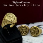 انگشتر طرح لنگر طلایی بسیار مشابه طلا - استیل ضدزنگ با آبکاری ۲۴ میکرون واقعی