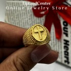 انگشتر صلیب طلایی ۲۴ میکرون آبکاری واقعی - استیل 316L ضدحساسیت - سایز ۹ تا ۱۱