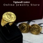 انگشتر طرح سکه عقاب آمریکایی طلایی براق استیل ضدزنگ با آبکاری طلای ۱۸ عیار ۲۴ میکرون واقعی