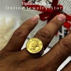 انگشتر طرح سکه عقاب آمریکایی طلایی براق استیل ضدزنگ با آبکاری طلای ۱۸ عیار ۲۴ میکرون واقعی