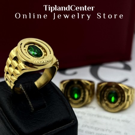 انگشتر نگین سبز رولکس مردانه مشابه طلا