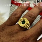 انگشتر نگین سبز رولکس مردانه مشابه طلا