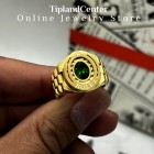 انگشتر نگین سبز رولکس مردانه مشابه طلا