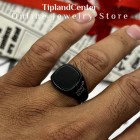 انگشتر مونت بلان تمام مشکی مردانه با صفحه مربعی شکل