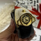 ساعت مچی مردانه هاسکی طلایی بند چرمی لاکچری